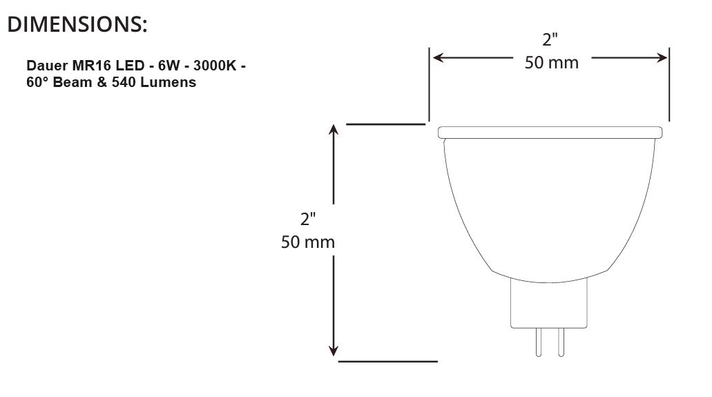 Dauer 486771 • 6W MR16 LED, 3000K, 60° - Lamp/Bulb - All Lighting Direct