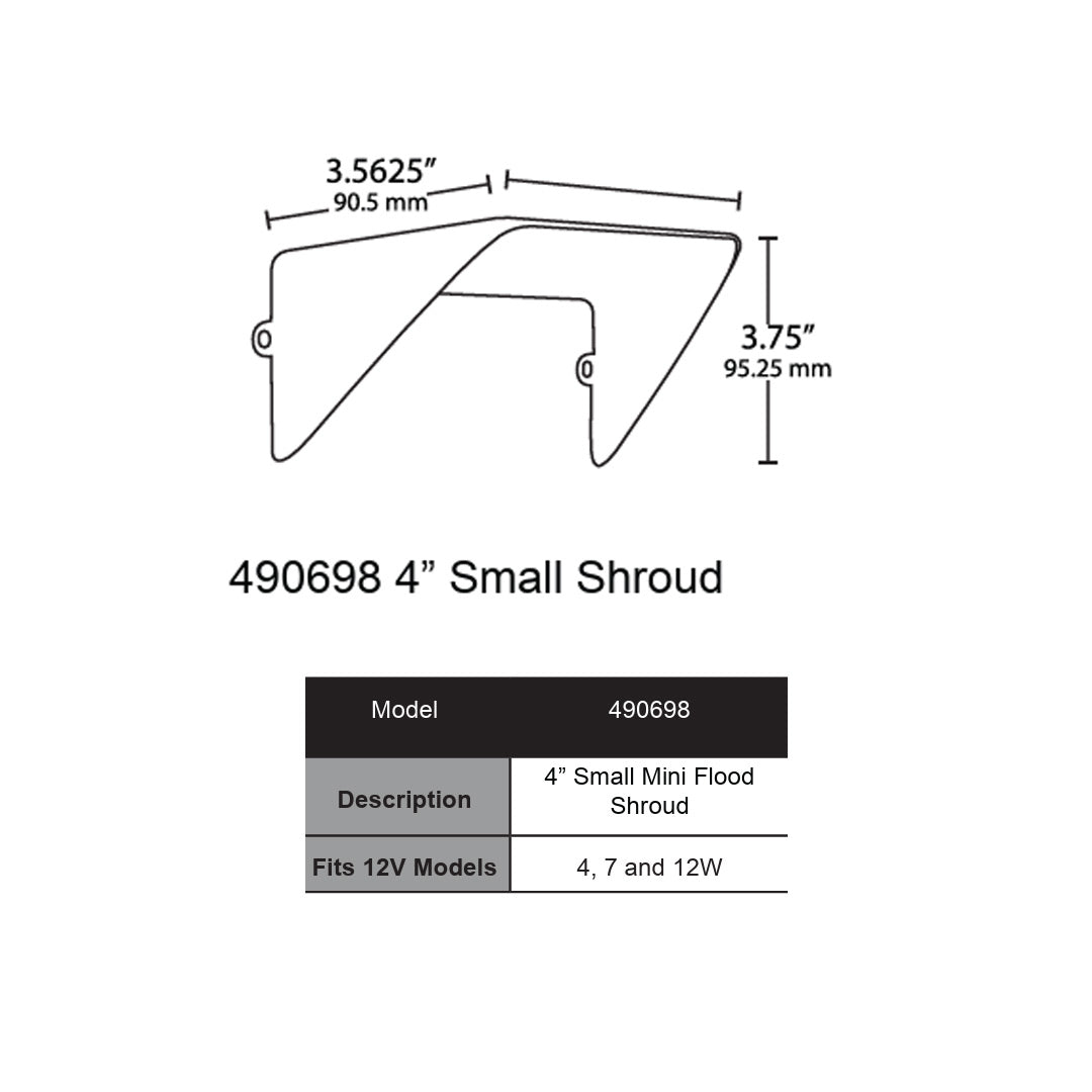 Dauer 490698 4" Mini Flood Extended Shroud - Small - Bronze