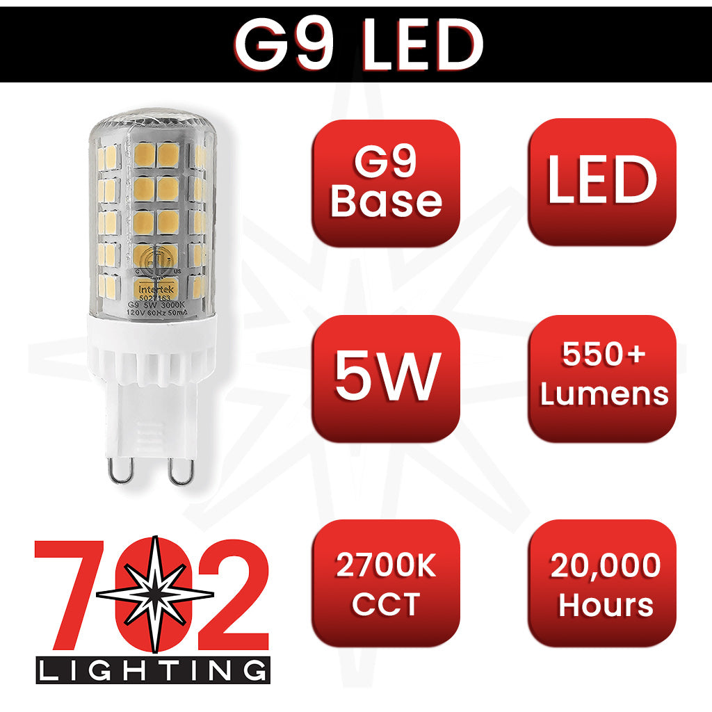 702 Lighting - 120V 5W LED G9 Bulb, 2700K, 600lm, 90CRI - Lamp/Bulb - All Lighting Direct