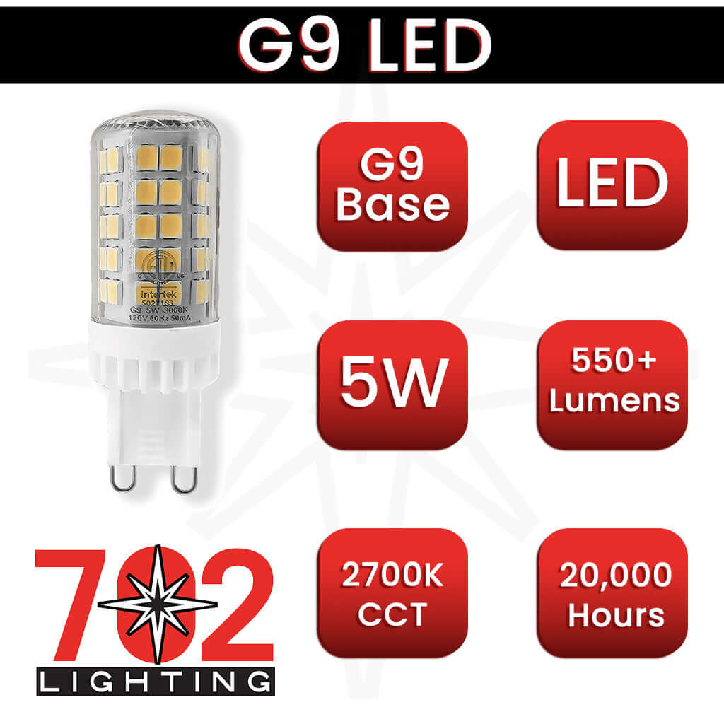 702 Lighting - 120V 5W LED G9 Bulb, 2700K, 600lm, 90CRI - Lamp/Bulb - All Lighting Direct