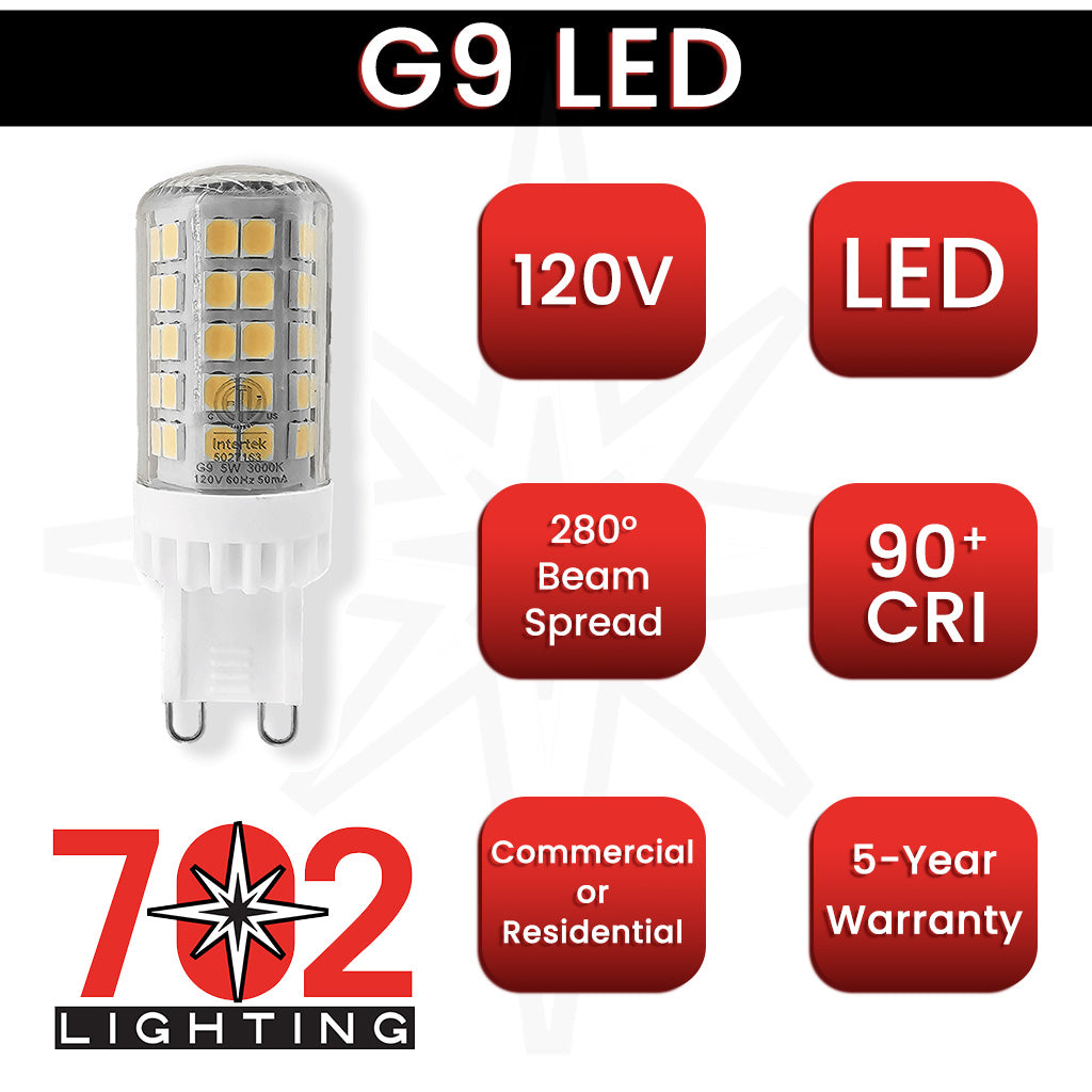 702 Lighting - 120V 5W LED G9 Bulb, 2700K, 600lm, 90CRI - Lamp/Bulb - All Lighting Direct