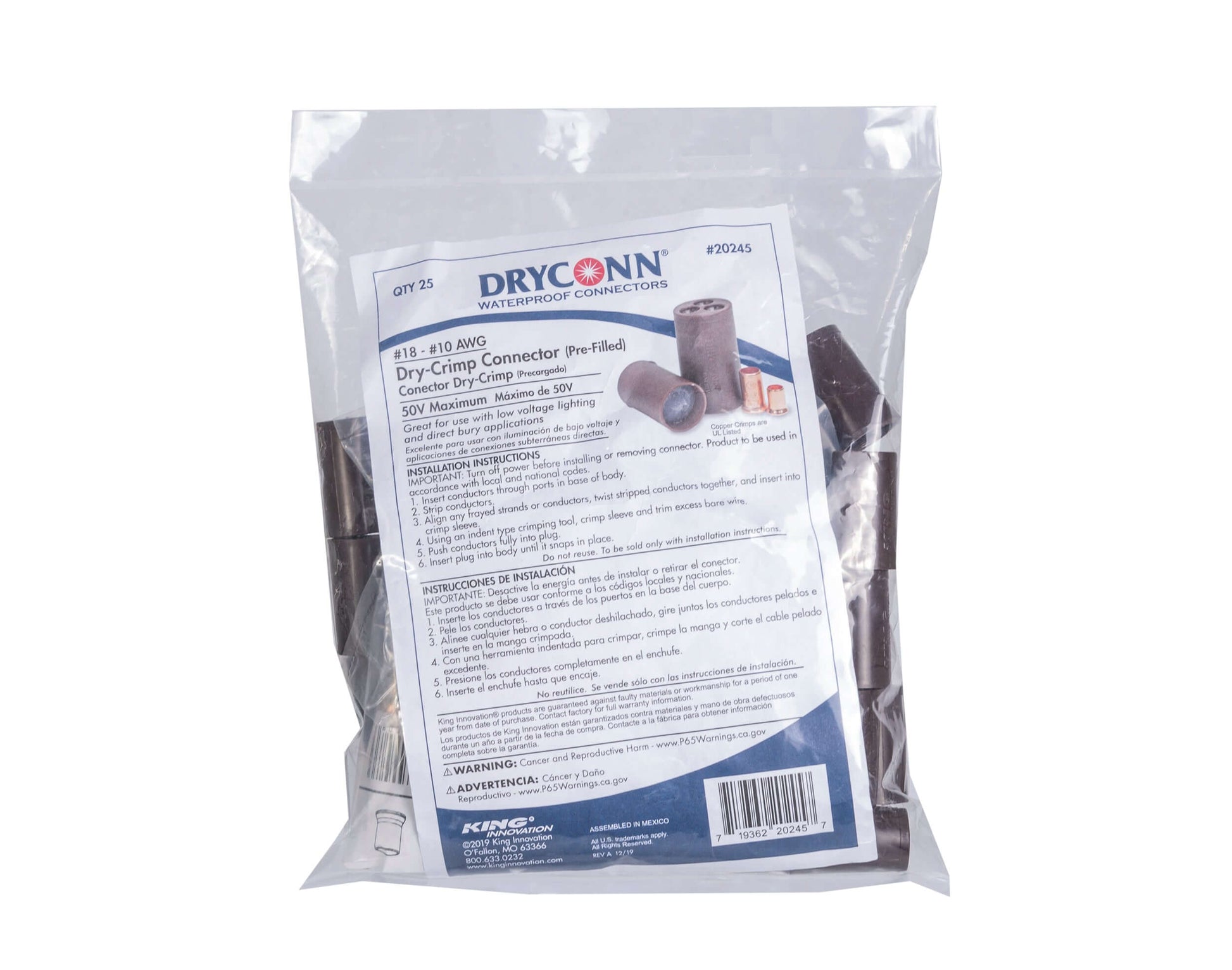 King 20245 - Dry-Crimp Pre-Filled Wire Connectors and Housing (Bag of 25) - Wire Connectors - All Lighting Direct
