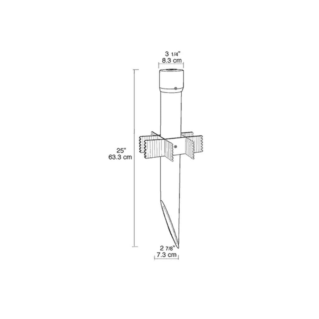RAB Lighting MP25B • Mighty Post 25" H x 3" D Post with Ground Grabber - Mounting Stake - All Lighting Direct
