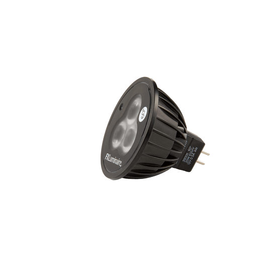 FX Luminaire MR16 5W LED lamp for landscape lighting, warm 2700K, wide flood angle, energy-efficient alternative.