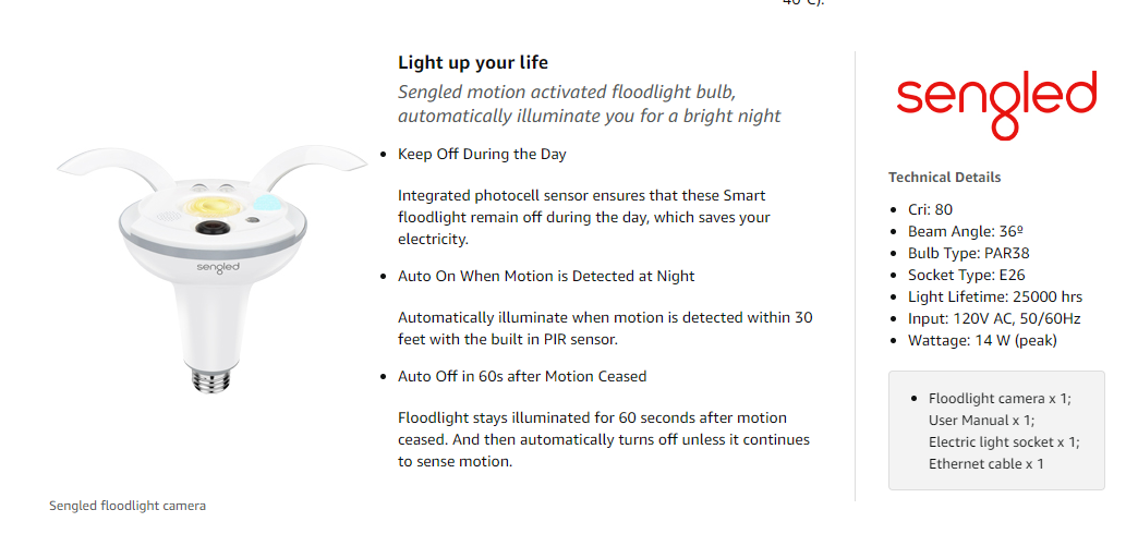 Sengled SNAP 2 • Snap Smart Camera with Wifi Security Camera Built In - Smart LED Bulb - All Lighting Direct