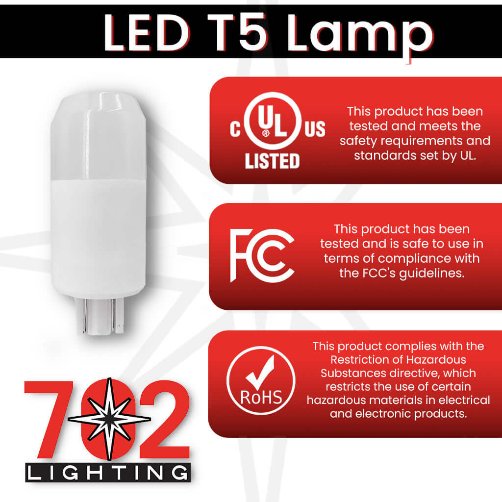 702 lighting t5 led lamp certifications ul fcc and rohs