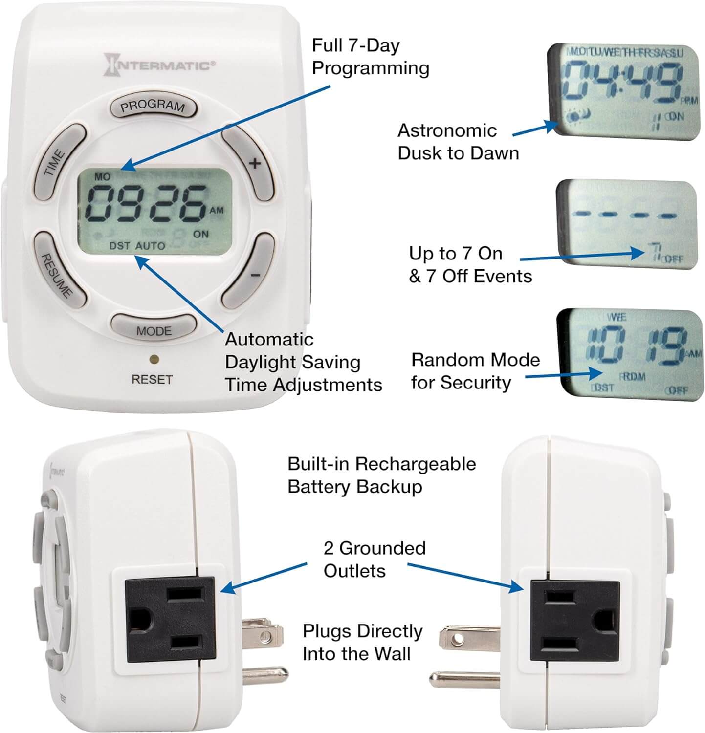 Intermatic DT122K • 7-Day Digital Indoor Timer with 2-Outlets - Timer - All Lighting Direct