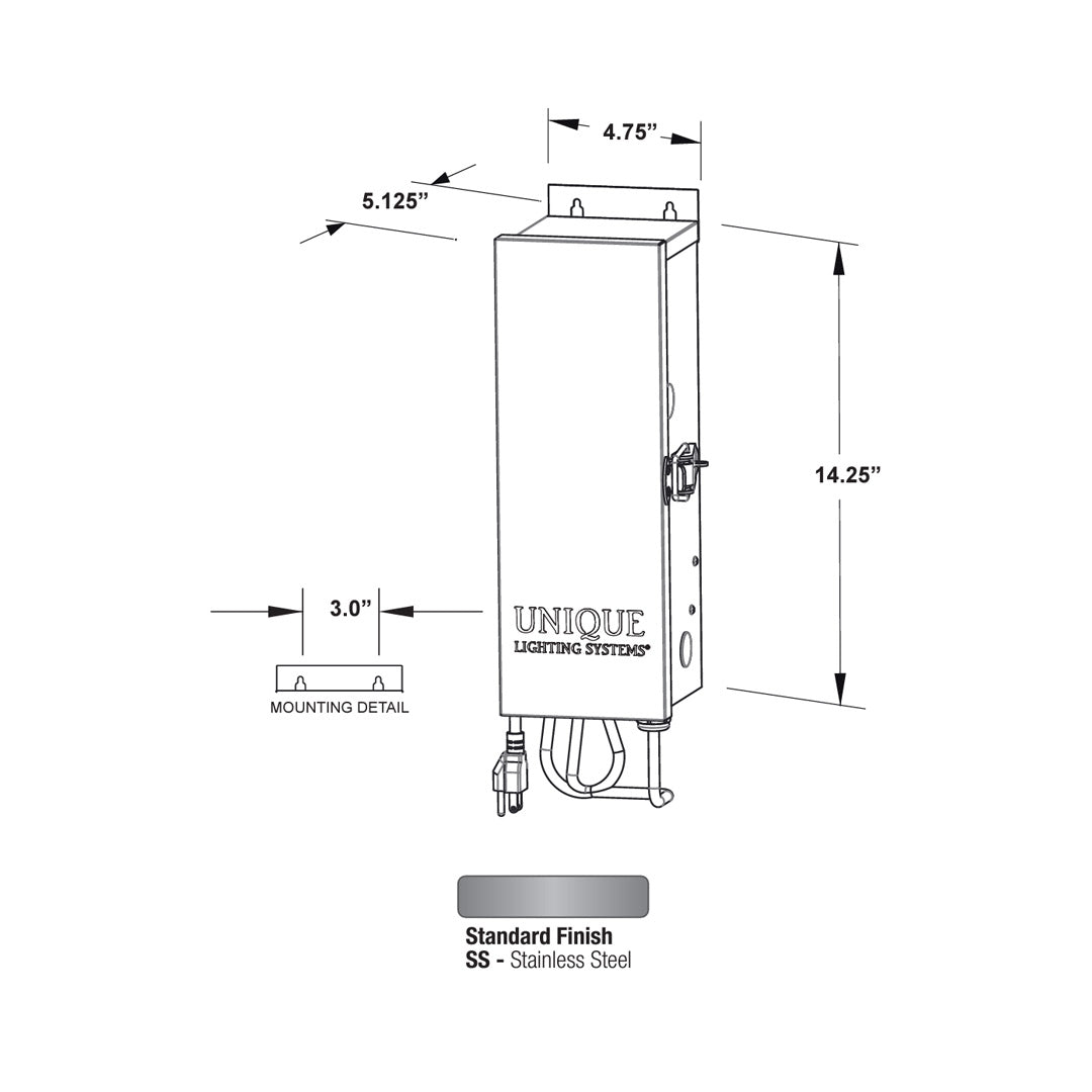 Unique Lighting Transformer, 150-Watt, Multi-Tap, 120V