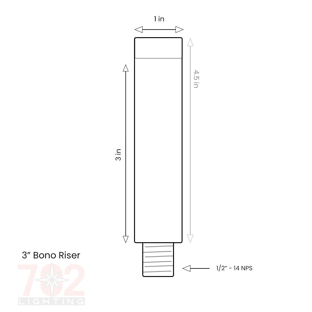 702 Lighting 3" Bono brass riser (.98" dia) + Free Hook