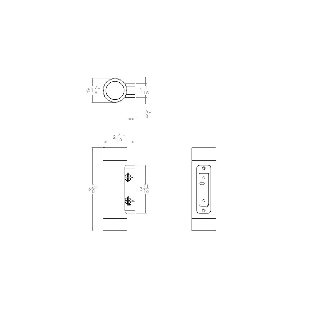 WAC Lighting Wall Cylinder 12V, 6.5in, 27/30/40K in Black on Aluminum