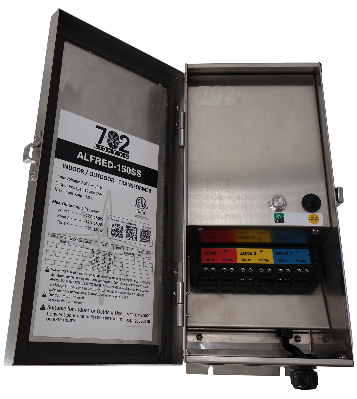 702 Lighting 150W Smart Transformer with 3 Zones, plus Wi-Fi & Bluetooth App