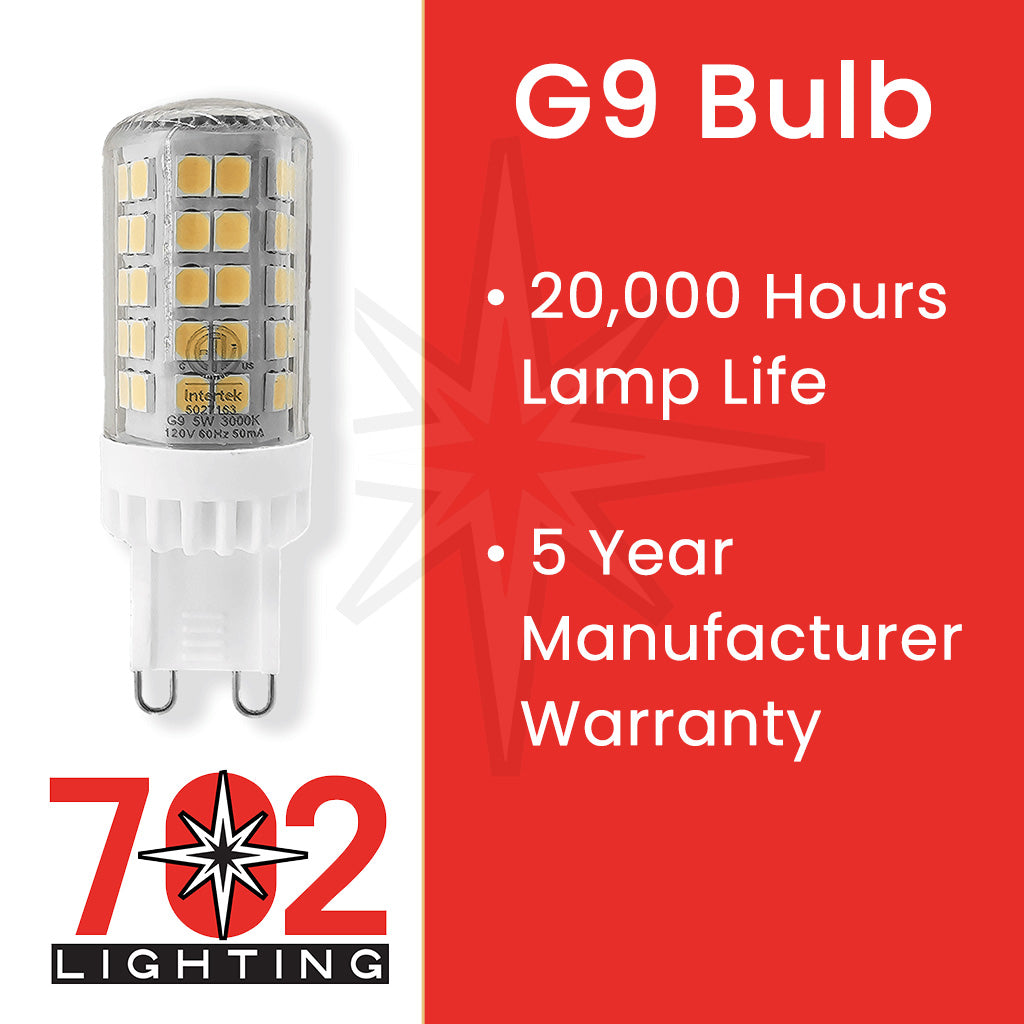 Long Life, Bright 120V G9 LED Bulbs [10 PACK] 5W, 2700K | 702 Lighting