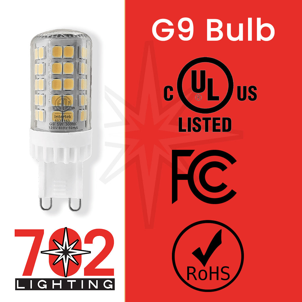 Long Life, Bright 120V G9 LED Bulbs [10 PACK] 5W, 2700K | 702 Lighting