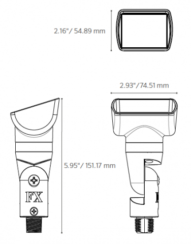 FX Luminaire QB 1LED Wall Wash in Flat Black