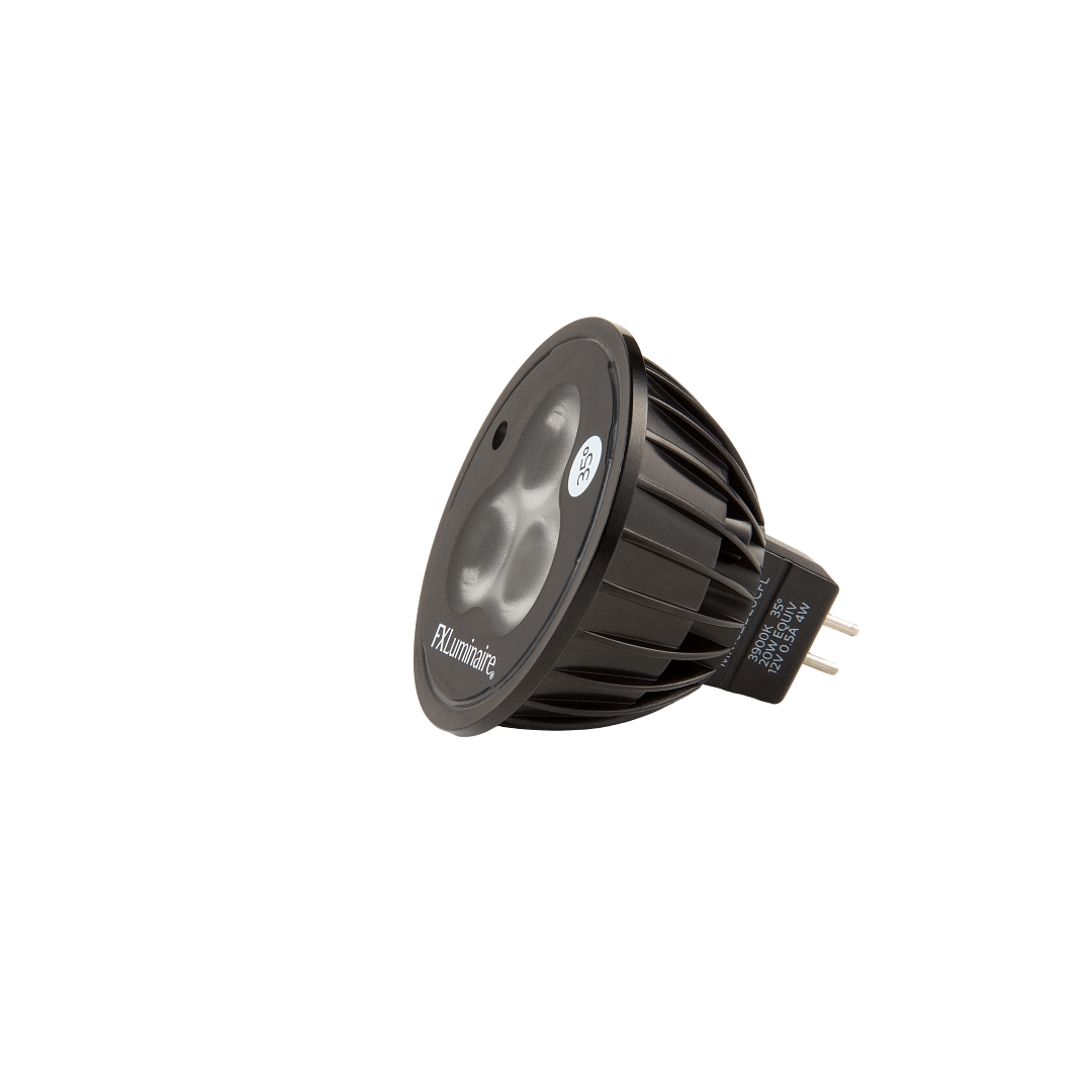 FX Luminaire MR16 LED lamp, 5W, 2700K warm white, 35° flood beam for landscape lighting.