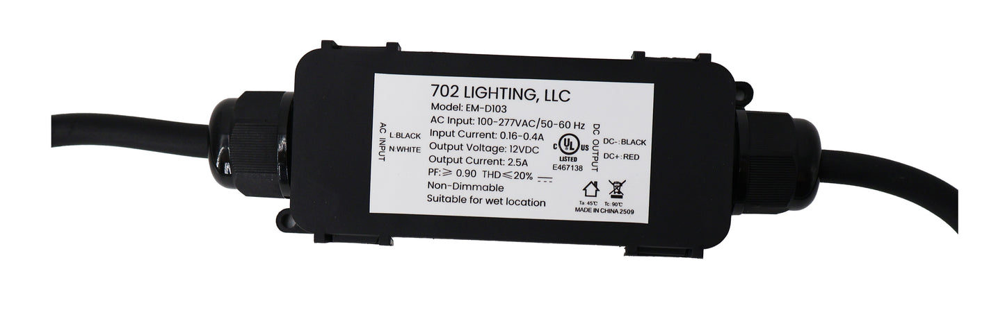 702 Lighting Frank 30W Voltage Transformer, 100-277V to 12V, fits in Powerpost