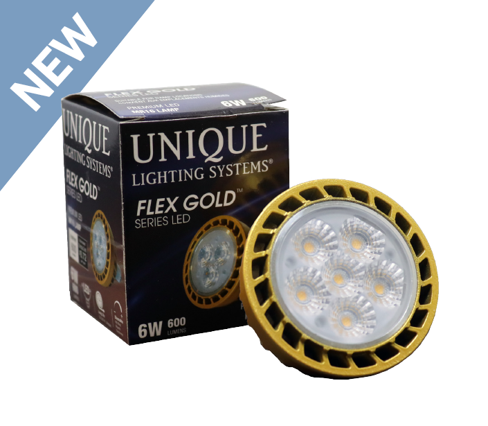 Unique Lighting LED-6W-DM6FL27K Flex Gold 6W LED MR16, 2700K, 45D