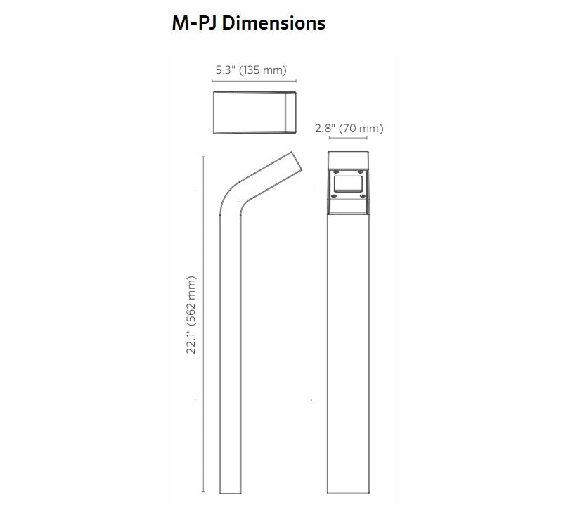 FX Luminaire Modern J Shaped Path Light in Flat Black