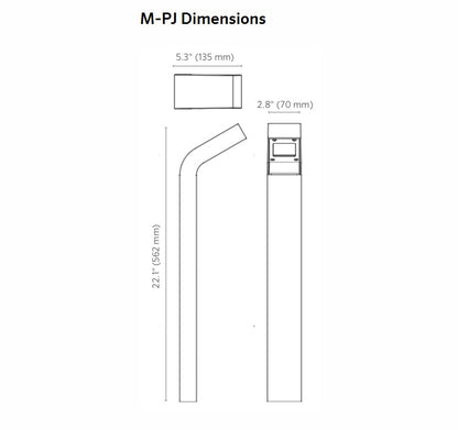 FX Luminaire Modern J Shaped Path Light in Flat Black