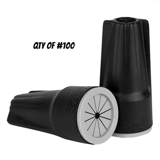 King Industries waterproof wire connectors, black/gray color, lot of 100 for outdoor landscape lighting.
