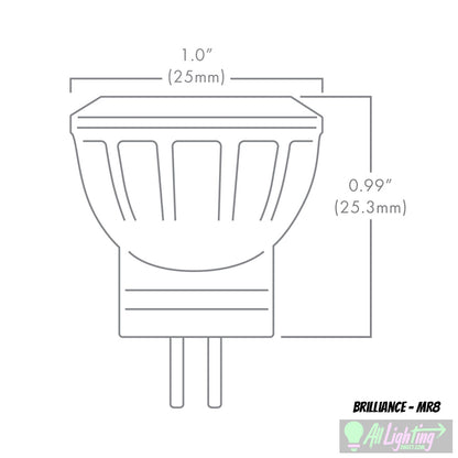 Brilliance MR8-2700-30 • 1.5W MR8 Dimmable LED, 2700K/30°