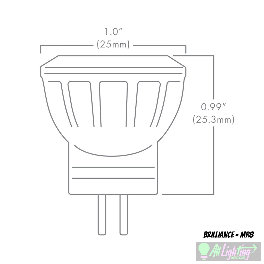 Brilliance MR8-3000-30 • 1.5W MR8 Dimmable LED, 3000K, 30°