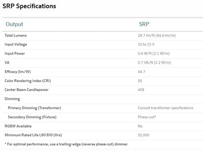 FX Luminaire 40 Foot Strip Light, Warm White, 2700K [SRP-40-W]